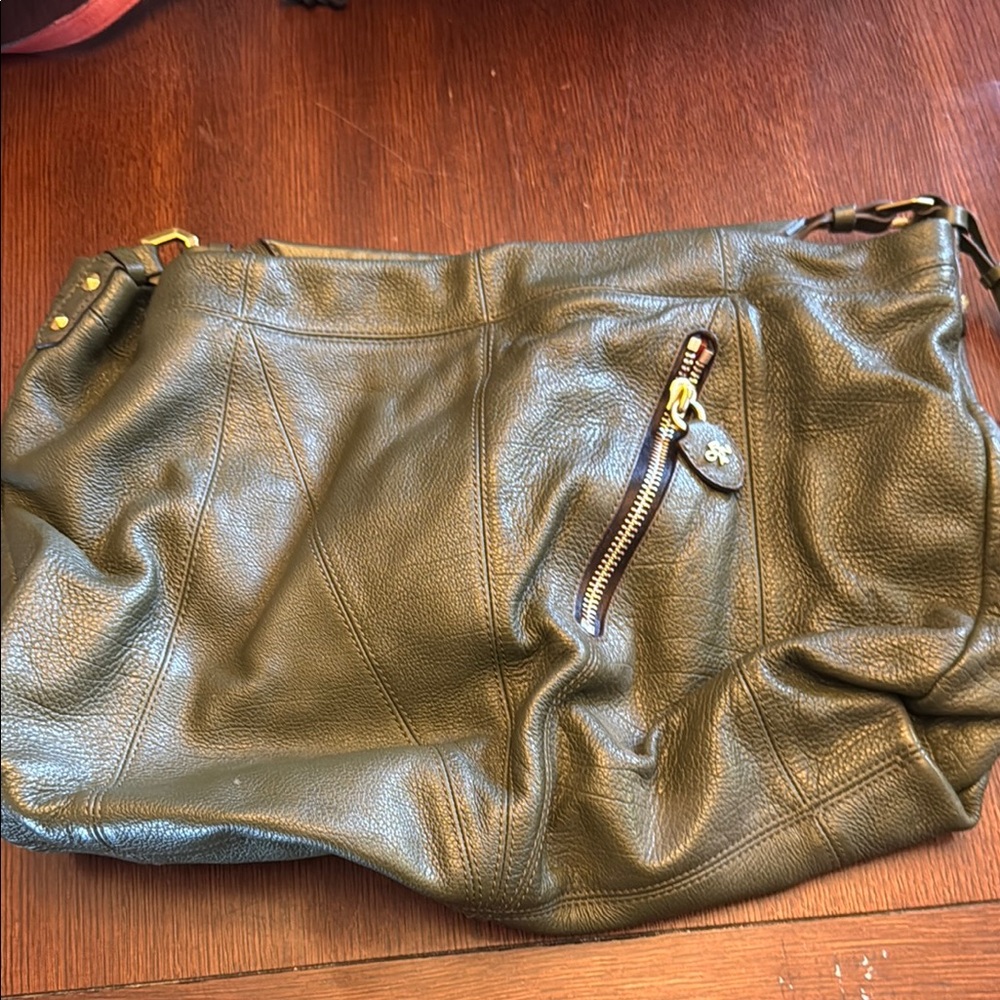 Olive Green Leather Shoulder Bag